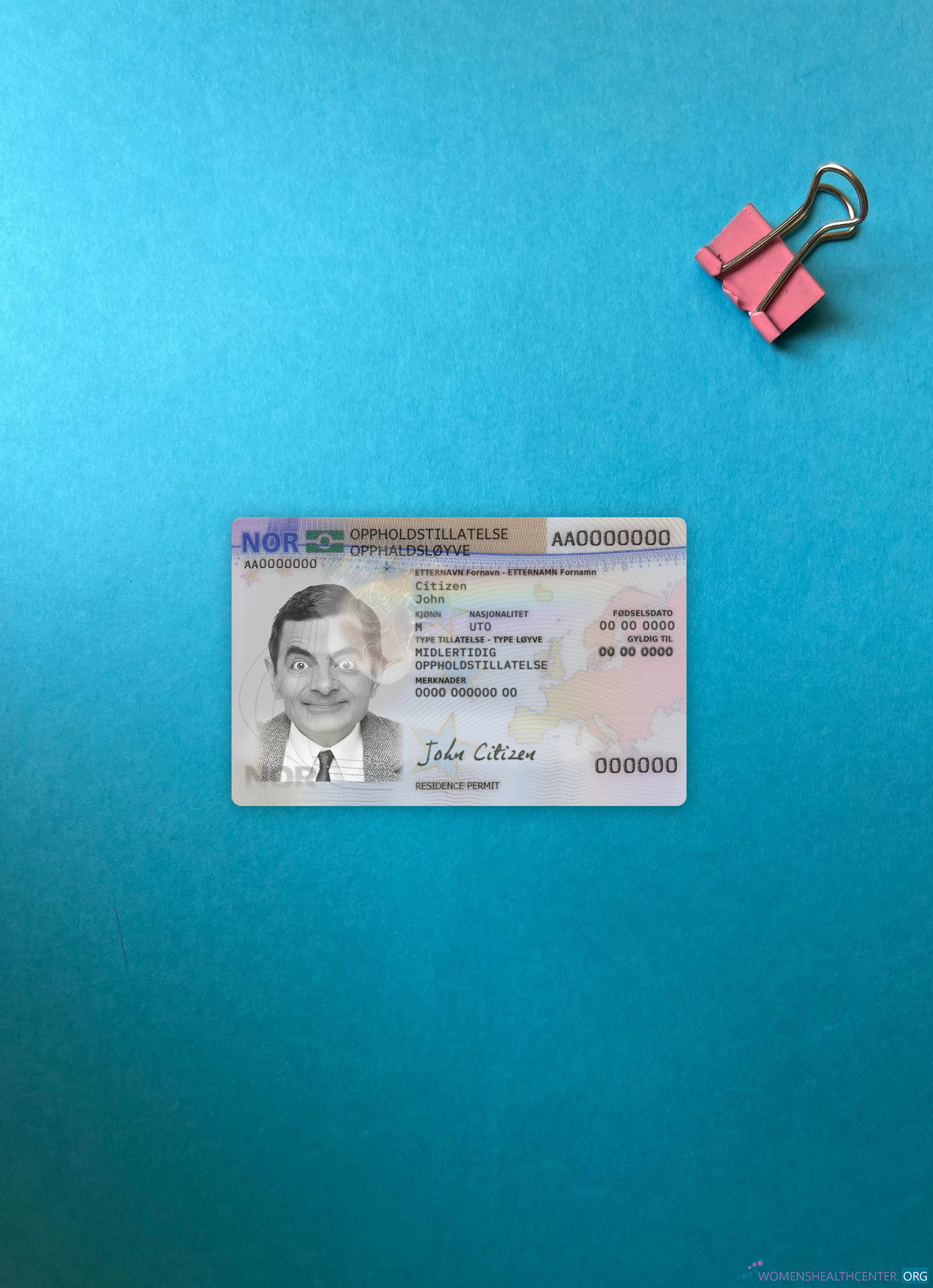 Download Norway residence card photolook front Photoshop template